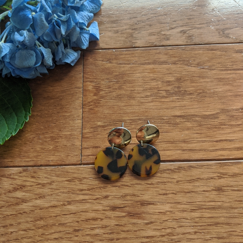 J.Crew Factory | Tortoise & Gold Pendant Earrings
